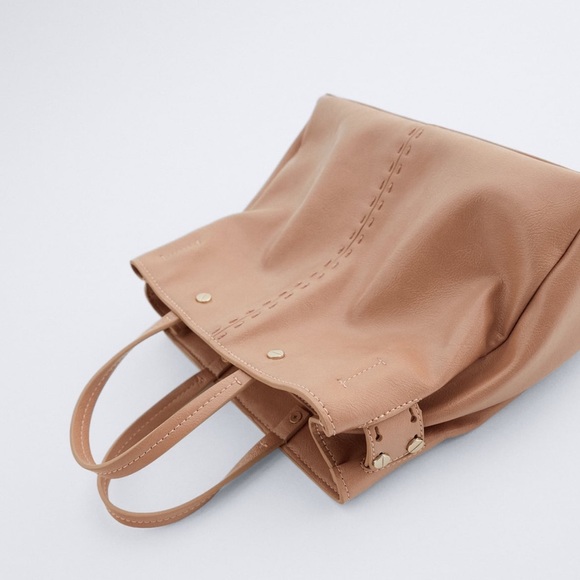 Nude Midi Bag with Top-Stitching - Picture 5 of 5